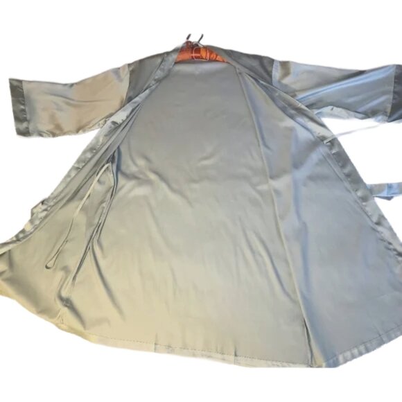 "Mother Of The Groom" Light Blue Satin Kimono with Gold Glitter Writing One Size - Picture 6 of 16